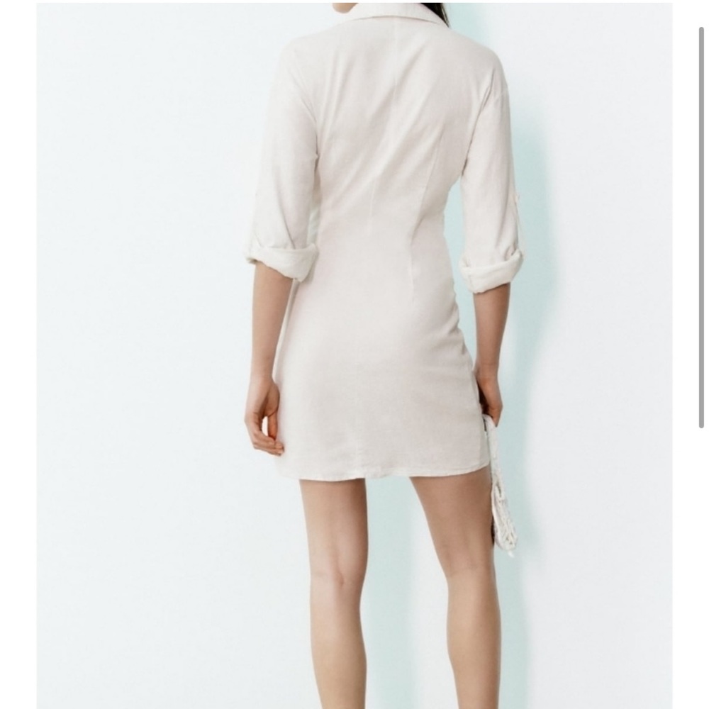 Linen blend shirt dress with rouching - Picture 3 of 3